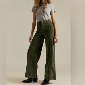 We The Free Libra Green Wide-Leg Cord Jeans NWT 32
